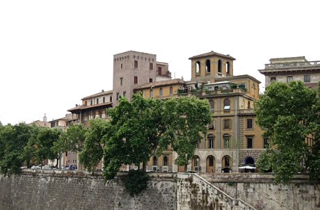 Buildings along the Tiber river shores at Rome photo