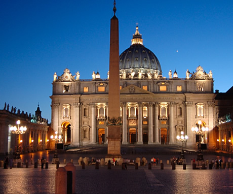 Evening in Saint Peters square at Vatican photo