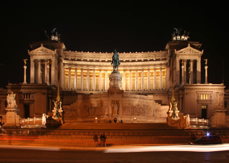 Il Vittoriano monument by night in Rome photo