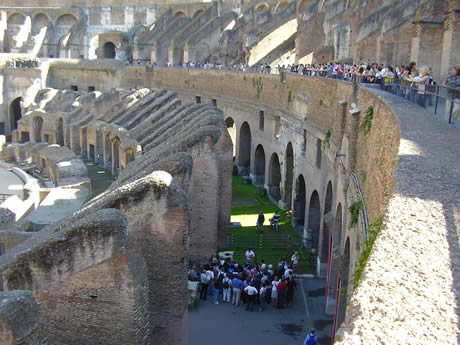 Inside the Flavian amphitheatre or Colosseum in Rome photo