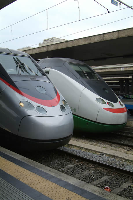 Italian Eurostar Express trains at Termini the main railway station in Rome photo