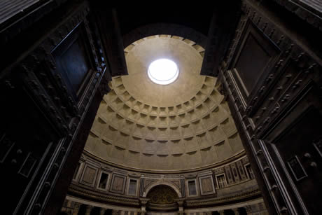 Looking inside the Pantheon in Rome photo