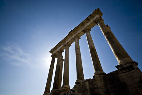 Ruins in the Roman forum in Rome photo