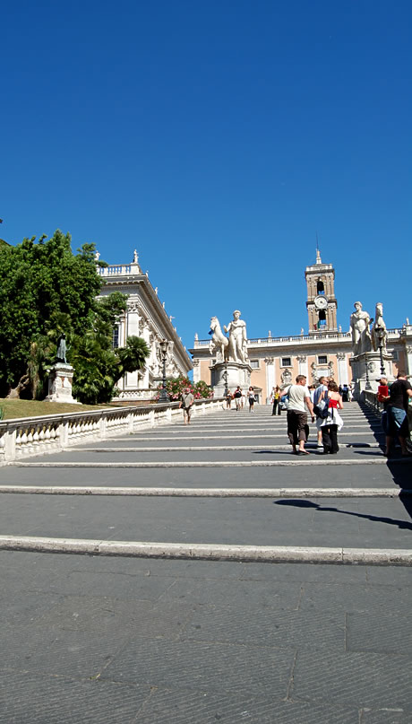 Stairs towards capitolium square of Rome photo