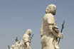 Statues At The Top Of St Peter S Facade In Vatican City
