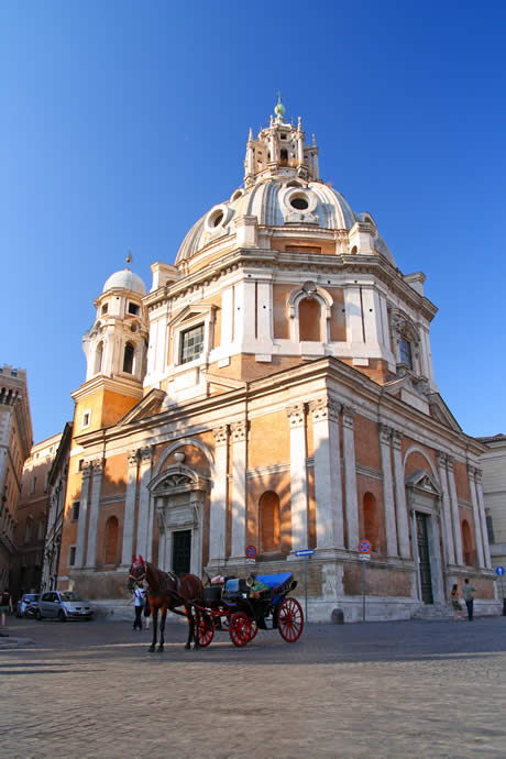 Carrozza con cavallo sulle strade di Roma foto